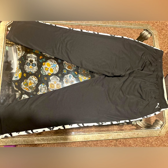 Puma Athletic Silky Black W White Stripe Pants  Sweatpants Joggers Varsity 2XL - Picture 6 of 10